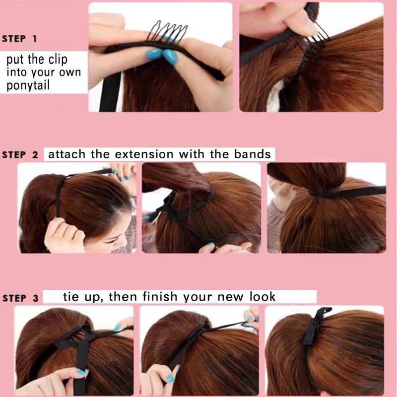 iLUU Curly Ponytail Extension 20" 90g Clip in Ponytail for Women #60 Platinum Blonde Synthetic Tie Up Wavy Ponytail Extensions Clip in Hairpiece and Ponytail for Party Daily Use - Image 3